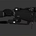 Professional Black Video Camera With Large Lens Control Panel And Handle