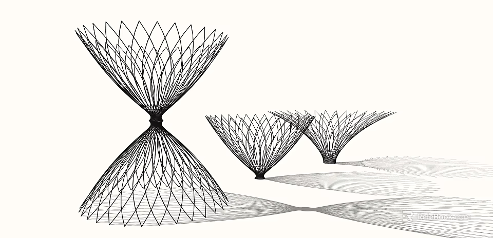 Modern Outdoor Lights With Geometric Wire Frame Design And Radial Lines Structure 3d model 