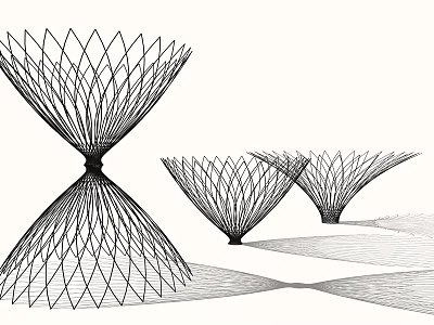Modern Outdoor Lights With Geometric Wire Frame Design And Radial Lines Structure 3d model
