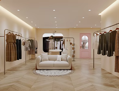 Modern silence clothing store women's clothing store clothing store display rack clothing store waiting for clothing store display Taiwan island shoes display table 3d model