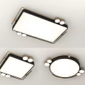 Modern Ceiling Light Designs With Square And Round Shapes Brass Frame And Small Lights 3d model