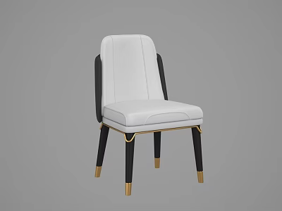 Modern Upholstered Dining Chair With White Seat Black Frame And Gold Leg Accents 3d model