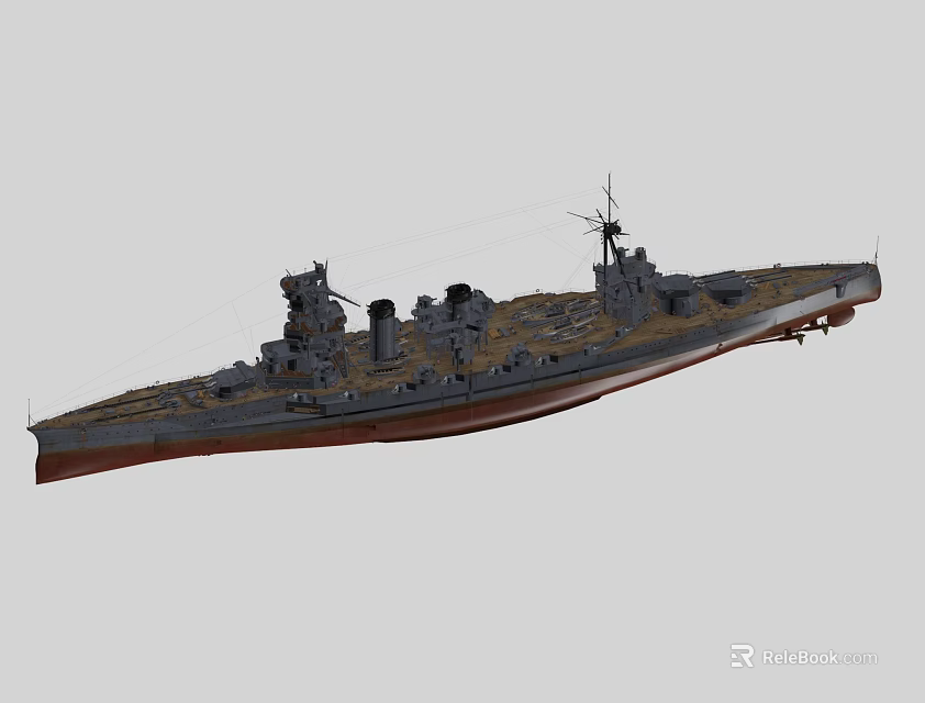 Detailed Warship 3D Model Featuring Turrets Hull Superstructure And Deck Details 3d model 