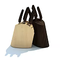 Practical Kitchen Knives Set With Light And Dark Wooden Knife Blocks
