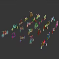 Colorful Bicycles with Various Styles and Different Colors Arranged in