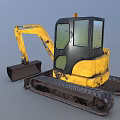 Yellow Mini Excavator With Muddy Tracks And Front Bucket Industrial Vehicle