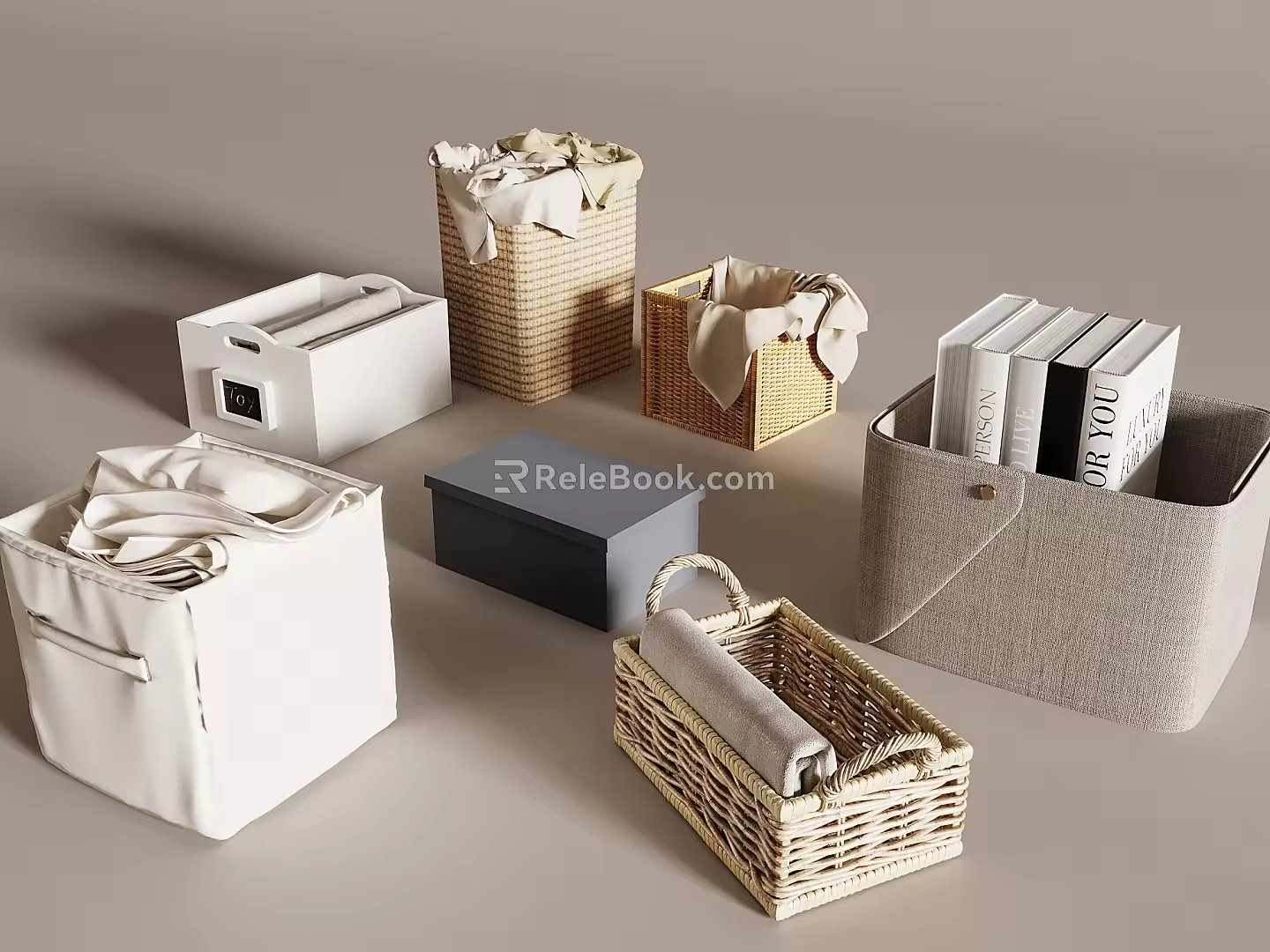 Storage Box Storage Box Woven Storage Basket Rattan Basket Storage Box Rattan Basket Books Clothes Storage 3d model