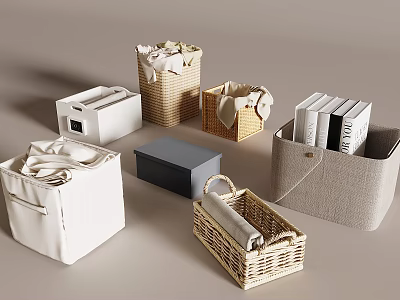 Home Living Supplies Storage Baskets Including Woven Fabric Bins And Book Organizers 3d model