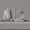 Stainless Steel Electric Kettle and Transparent Glass Teapot on Double Electric Hot Plate