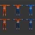 Safety Work Coveralls In Red And Blue With Reflective Stripes Design