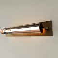 Modern Wall Sconce With Brass Base Clear Glass Tube Coffee Lettering Warm Light