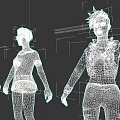 Punk And Casual Virtual Characters With Black Leather Jacket Pink T-Shirt And Short Pants