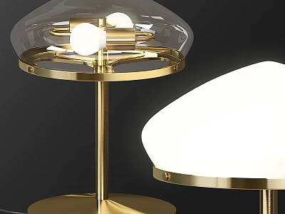 Modern Gold Metal Table Lamp With Glass Shade And Round Base Design 3d model