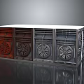 Industrial Style Electronic Appliance With Multiple Units Red Gray Metallic Ventilation Fan Design