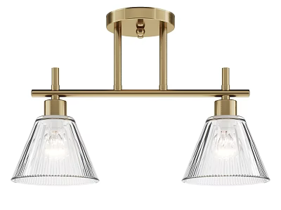 Brass Ceiling Light with Double Glass Shades Modern Design Elegant Transparent Lampshade Fixture 3d model