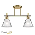 Brass Ceiling Light with Double Glass Shades Modern Design Elegant Transparent Lampshade Fixture