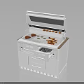 White Outdoor Grill With Multiple Grilling Areas Condiment Rack And Storage Cabinets