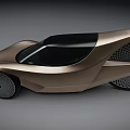 Futuristic Champagne Gold Concept Car With Sleek Aerodynamic Design And Unique Wheels