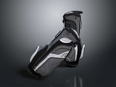 Stylish Golf Bag Design With Black Gray And White Color Strap Compartments And Durable Material 3d model