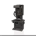 Industrial Mechanical Machine With Control Panel And Mechanical Arm On Metal Base