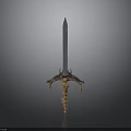 Medieval Decorative Sword With Ornate Hilt And Metal Blade Design