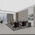 Modern Living and Dining Room Interior With Sofa Coffee Table TV Plants And Lighting Design
