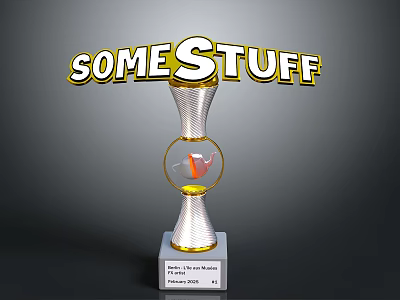 SOMESTUFF Trophy Design With Silver Body Transparent Globe And Orange Element 3d model