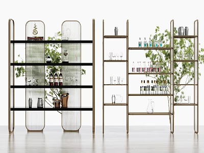 Modern Storage Rack Storage Rack Glass Partition 3d model