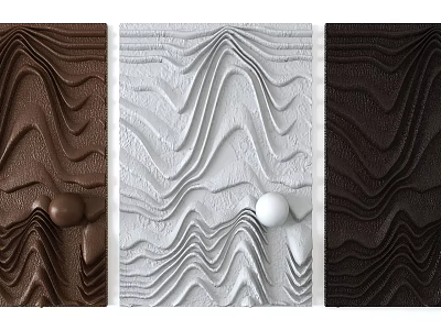 Creative Wall Decor with Wavy Texture in Brown White and Dark Brown and Sphere Accents 3d model