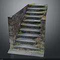 Rustic Stone Staircase With Moss Covered Steps And Stone Side Walls