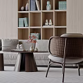 Modern Reception Room Interior Design With Sofas Bookshelves Large Windows And Garden View