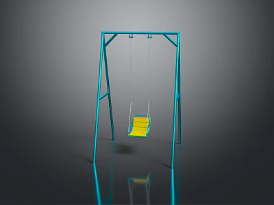Modern Outdoor Swing With Blue Metal Frame And Yellow Seating Design 3d model