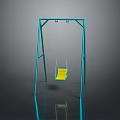 Modern Outdoor Swing With Blue Metal Frame And Yellow Seating Design
