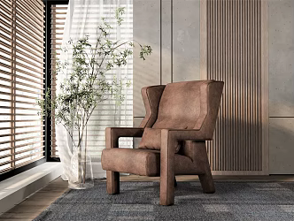 Modern Sofa Chair Single Person Sofa Chair Backrest Chair Reading Sofa Casual Sofa Lazy Sofa Tiger Stool Vase 3d model