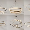 Modern Illuminated Hanging Chandeliers Featuring Circular Ring And Spiral Layer Designs