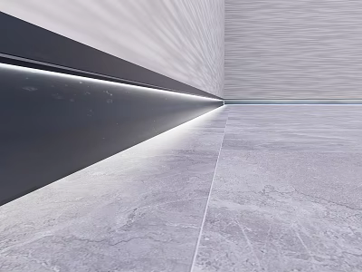 Modern Minimalist Interior With Gray Marble Floor And LED Strip Lighting 3d model