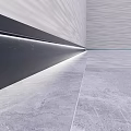 Modern Minimalist Interior With Gray Marble Floor And LED Strip Lighting