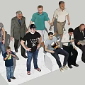 Men'standing and sitting multi-person combination 3d model