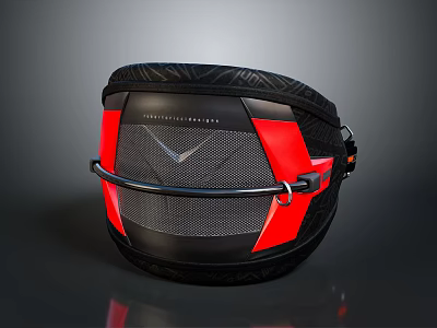 Black Red Helmet With Modern Design Mesh Details And Strap 3d model