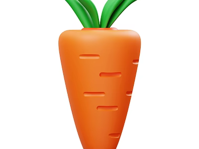 Vibrant Orange Carrot With Green Leaves And Surface Indentations Design 3d model