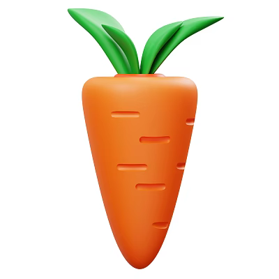Vibrant Orange Carrot With Green Leaves And Surface Indentations Design 3d model