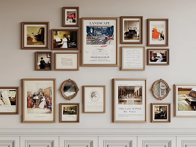 Photo Wall Decor With Various Style Frames Art Prints Landscapes And Portraits 3d model