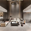 Duplex Living Room Modern Interior Design With Wooden Walls Hanging Lamp Sofa And Coffee Table