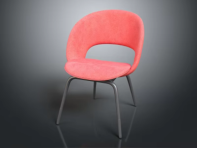 Pink Upholstered Accent Chair With Modern Minimalist Metal Legs Design 3d model
