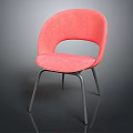 Pink Upholstered Accent Chair With Modern Minimalist Metal Legs Design
