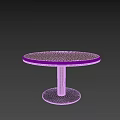 Modern Round Dining Table With Metal Base And Smooth Wooden Surface 3d model