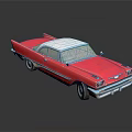 Red Vintage Classic Car Model with Shiny Exterior and Reflection on Dark Background