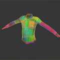 Colorful Grid Patterned Jacket With 3D Rendered Design And Extended Sleeves