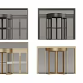 Various Revolving Door Designs With Black And Gold Frames And Glass Panels