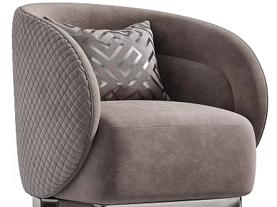 Modern Plush Upholstered Accent Chair With Curved Arms And Geometric Pattern Cushion 3d model